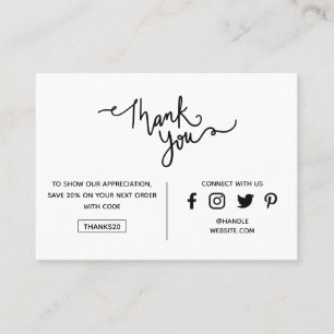 Thank You Promo Code Social Media Icons Business Card