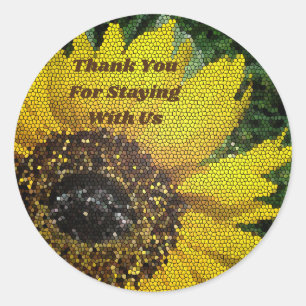 Thank You Promo Mosaic Sunflower Vacation Guest Classic Round Sticker