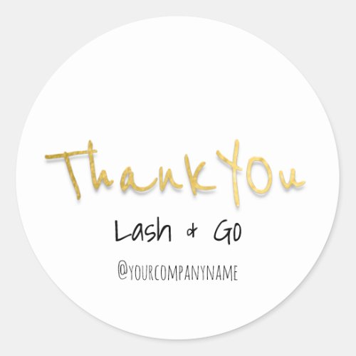 Thank You Promotional Golden Script Minimalism Classic Round Sticker