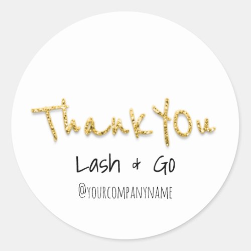 Thank You Promotional Golden Script White Classic Round Sticker