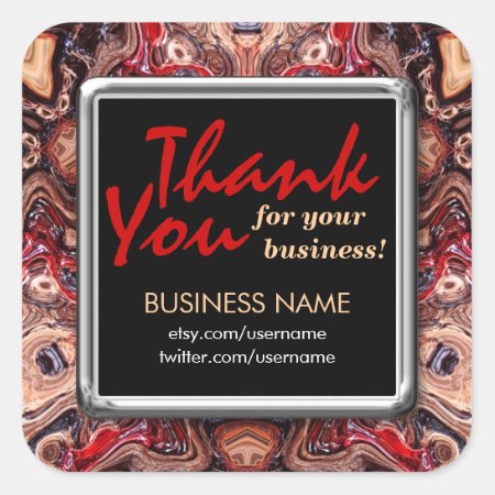 Thank You Psychedelic Grain Busines Square sticker