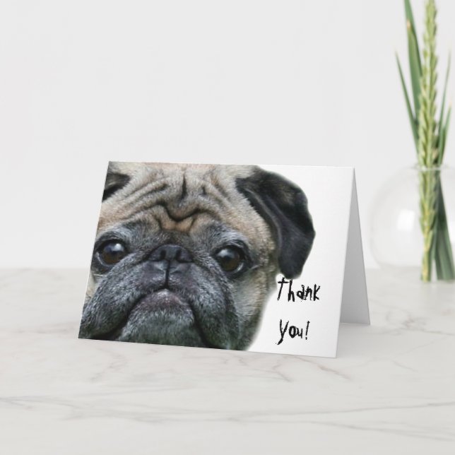 Thank You pug greeting card (Front)