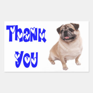 Thank You Pug Puppy Dog Greeting Sticker / Label