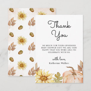 Thank You Pumpkin Flowers Autumn Baby Shower Card