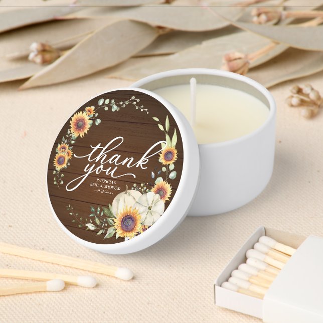 Thank You Pumpkin Sunflower Bridal Shower Mini Candle Favors (Insitu)