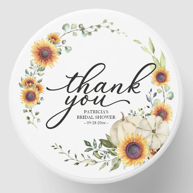 Thank You Pumpkin Sunflower Bridal Shower Mini Candle Favors (Front)