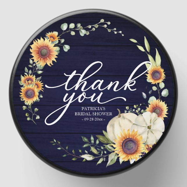 Thank You Pumpkin Sunflower Bridal Shower Mini Candle Favors (Front)