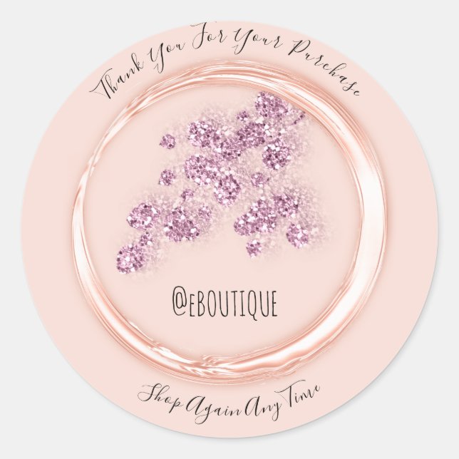 Thank You Purchase Boutique Floral Handmade Name Classic Round Sticker (Front)