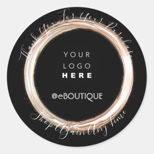 Thank You Purchase Boutique Online Logo Black Classic Round Sticker