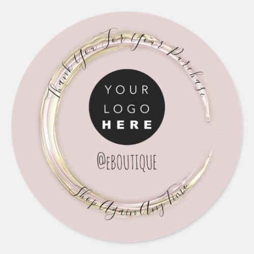 Thank You Purchase Boutique Online Logo Blush Rose Classic Round Sticker