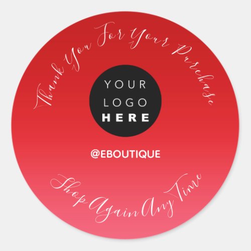 Thank You Purchase Boutique Online Logo Custom Red Classic Round Sticker