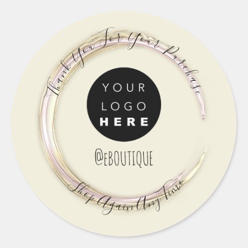 Thank You Purchase Boutique Online Logo Gold Rose Classic Round Sticker