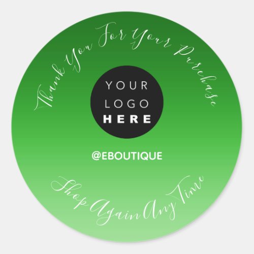 Thank You Purchase Boutique Online Logo Green Classic Round Sticker