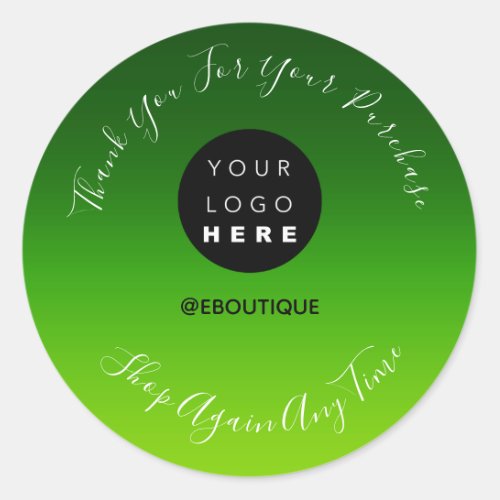 Thank You Purchase Boutique Online Logo Greenery Classic Round Sticker