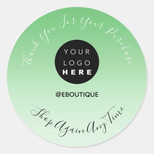 Thank You Purchase Boutique Online Logo Mint Classic Round Sticker