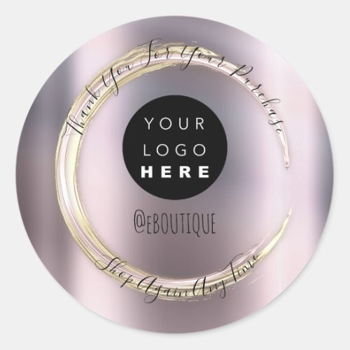 Thank You Purchase Boutique Online Logo Purple Classic Round Sticker