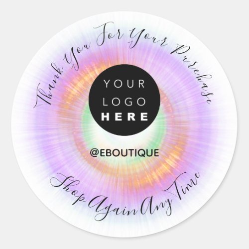 Thank You Purchase Boutique Online Logo Purple Classic Round Sticker