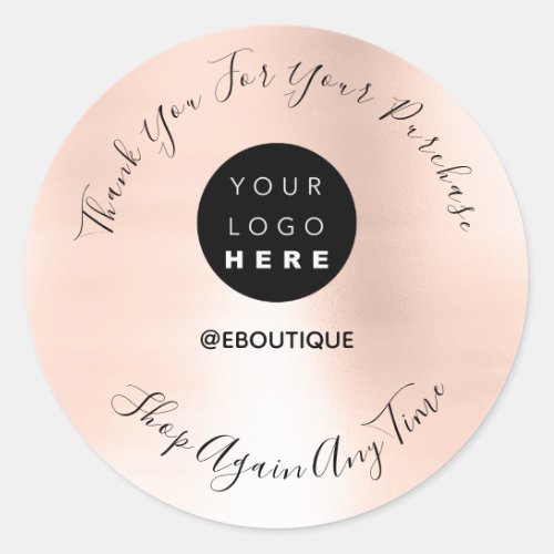 Thank You Purchase Boutique Online Logo Rose Classic Round Sticker