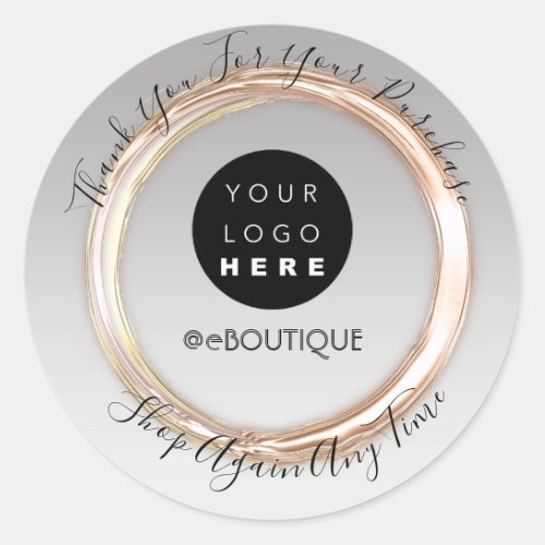 Thank You Purchase Boutique Online Logo Rose Gray  Classic Round Sticker