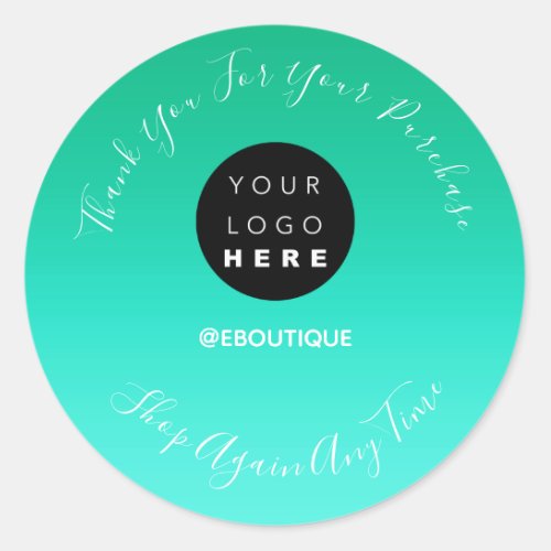 Thank You Purchase Boutique Online Logo Water Classic Round Sticker