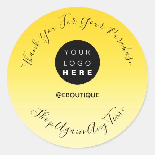 Thank You Purchase Boutique Online Logo Yellow Classic Round Sticker