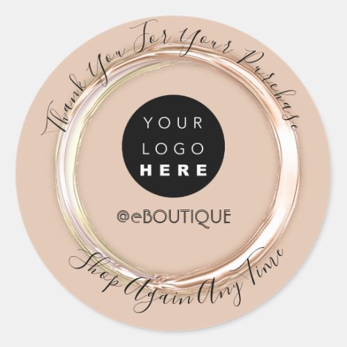 Thank You Purchase Boutique Online Shop Logo Classic Round Sticker