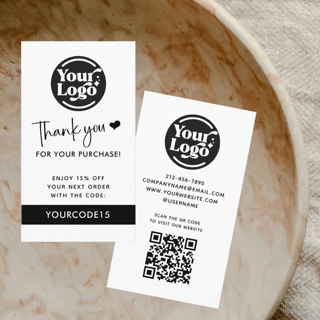 Thank You Purchase Business Logo QR Code Retail Discount Card (Creator Uploaded)