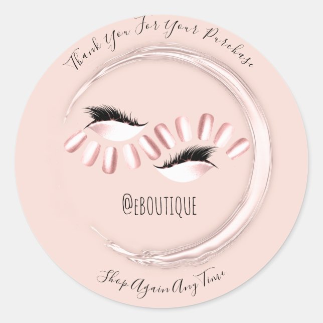 Thank You Purchase Lashes Nails Online Shop Classic Round Sticker (Front)