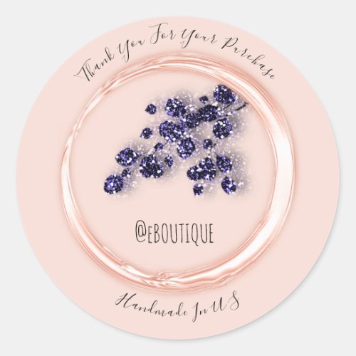 Thank You Purchase Rose Blue Navy Florals Classic Round Sticker