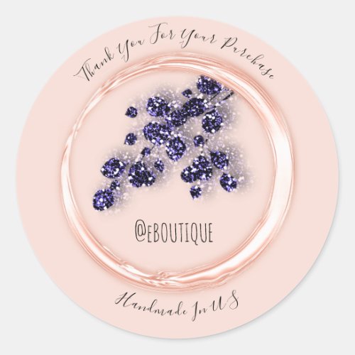 Thank You Purchase Rose Blue Navy Florals Classic Round Sticker