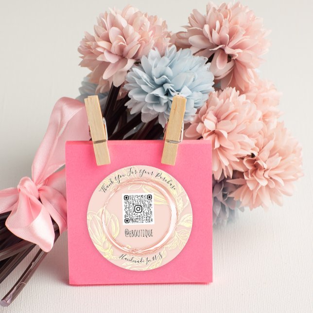 Thank You Purchase Rose Eyelash QR Code Logo Classic Round Sticker (Creator Uploaded)