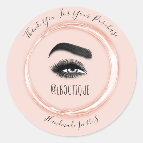 Thank You Purchase Rose Gold Eye QR Code Logo Classic Round Sticker