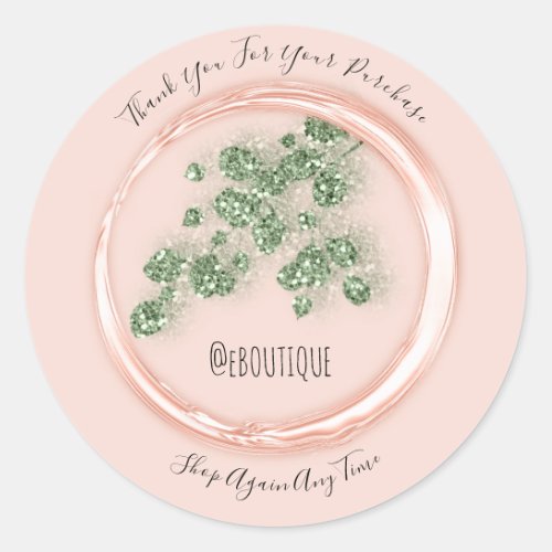 Thank You Purchase Rose Green Handmade In Name Classic Round Sticker
