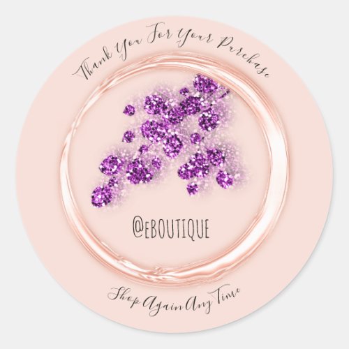 Thank You Purchase Rose Please Shop Again Glitter Classic Round Sticker