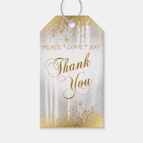 Thank You Pure White Satin and Gold Gift Tags