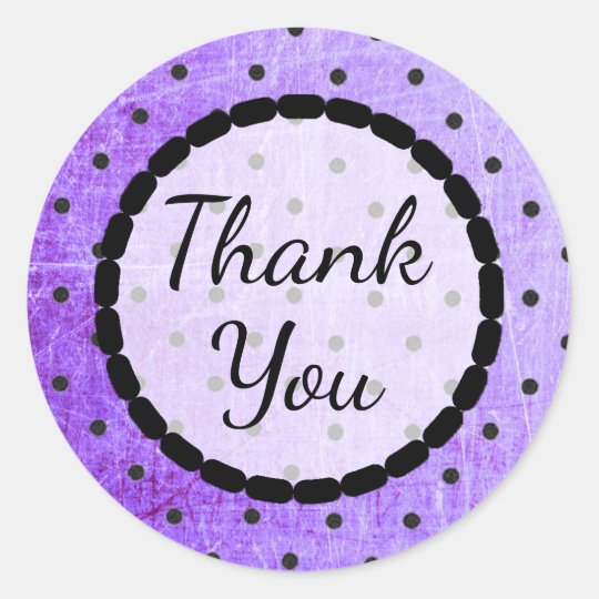 Thank You Purple and Black Polka Dot Stickers | Zazzle.com