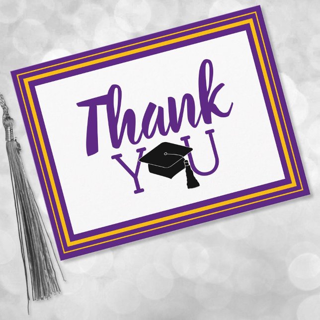 Thank You Purple and Gold School Colors Postcard (Creator Uploaded)