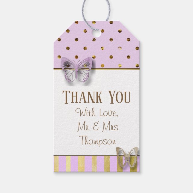 Thank You Purple and Gold Wedding Gift Tag (Front)