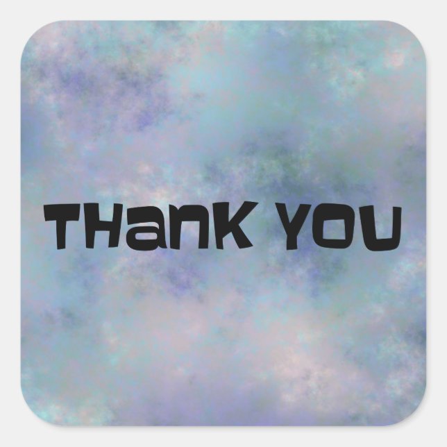Thank You Purple Blue Misty Watercolor Square Sticker (Front)