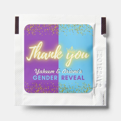 Thank You Purple  Blue Royal Gender Reveal Hand Sanitizer Packet