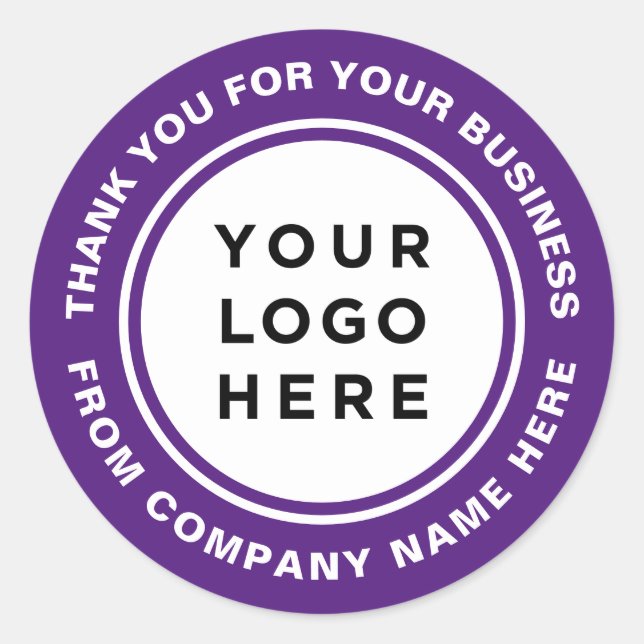 Thank you purple borders white background classic round sticker (Front)