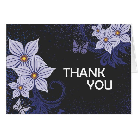 Thank You (Purple Floral) Cards (Front Horizontal)