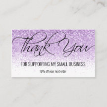 Thank You Purple Glitter Calligraphy Elegant Fancy