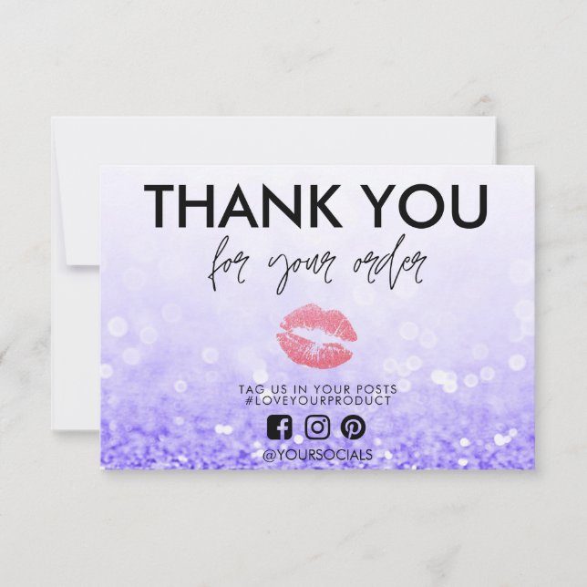 Thank You Purple Glitter Pink Lips Media Insert (Front)
