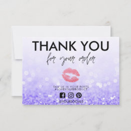 Thank You Purple Glitter Pink Lips Media Insert