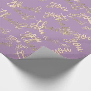 Thank You Purple Gold Wedding Birthday Favor Wrapping Paper
