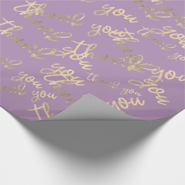 Thank You Purple Gold Wedding Birthday Favor Wrapping Paper (Corner)