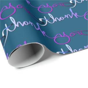 "Thank you"" Purple Grey Silvery Gradient Wrapping Paper