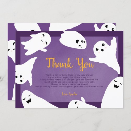 Thank you purple Halloween ghosts baby shower