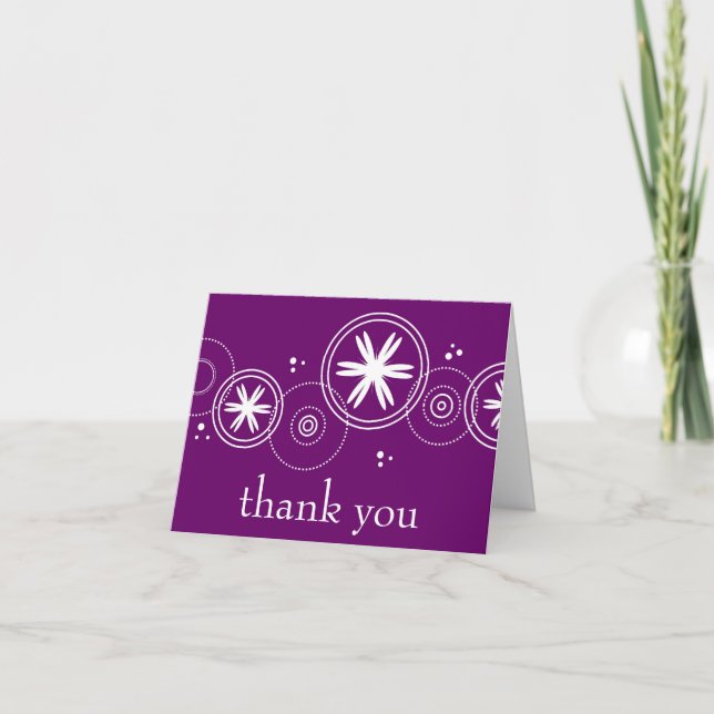 thank you, purple letterpress thank you card (Front)